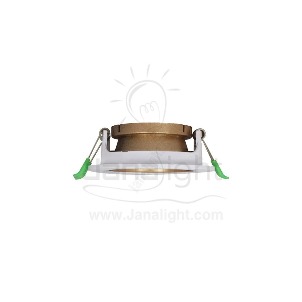 سبوت لايت فارغ متحرك مدور بلاستك ابيض ذهبي مط جنى لايت JN402 SpotLight Frame white gold round